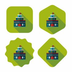 Building castle flat icon with long shadow eps10 N102