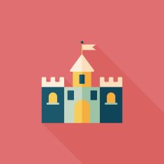 Building castle flat icon with long shadow eps10 N103