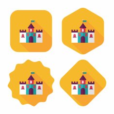 Building castle flat icon with long shadow eps10 N108