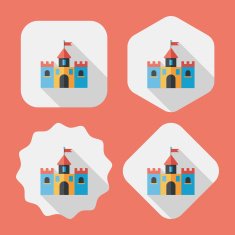 Building castle flat icon with long shadow eps10 N111