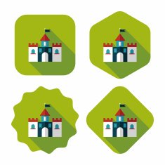 Building castle flat icon with long shadow eps10 N114