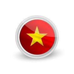 Vector rounded waving flag button icon of Vietnam