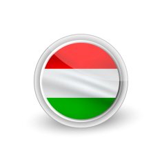 Vector rounded waving flag button icon of Hungary