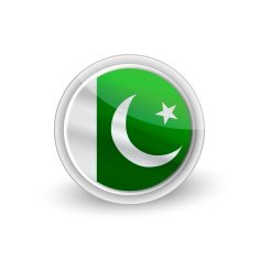 Vector rounded waving flag button icon of Pakistan