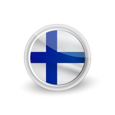 Vector rounded waving flag button icon of Finland