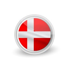 Vector rounded waving flag button icon of Denmark