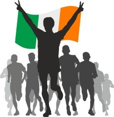 Winner with the Ireland flag at finish