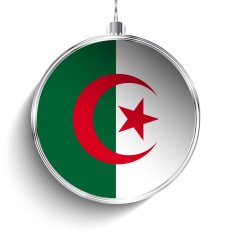 Merry Christmas Silver Ball with Flag Algeria