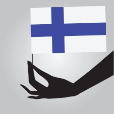 Hand with Finland flag
