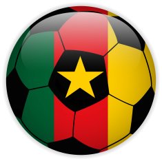 Cameroon Flag with Soccer Ball Background