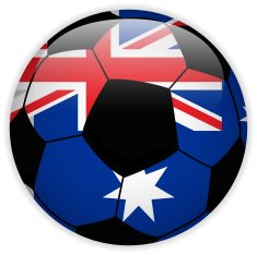 Australia Flag with Soccer Ball Background