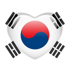 South Korea Flag Heart Glossy Button