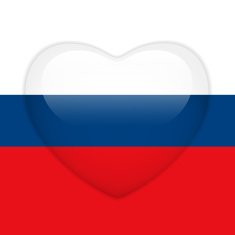 Russia Flag Heart Glossy Button