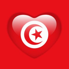 Tunisia Flag Heart Glossy Button