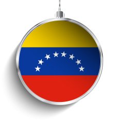 Merry Christmas Silver Ball with Flag Venezuela