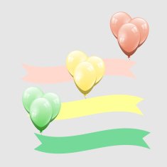 Colorful balloon with ribbon element