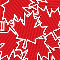 Sticker scatter Canada Day card in vector format