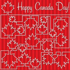 Maple leaf maze 'Happy Canada Day' card in vector format