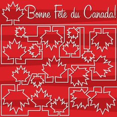 Maple leaf maze 'Happy Canada Day' card in vector format N4