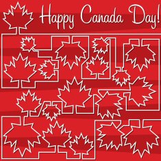 Maple leaf maze 'Happy Canada Day' card in vector format N5