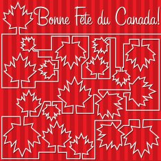 Maple leaf maze 'Happy Canada Day' card in vector format N6