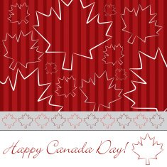 Hand drawn maple leaf Canada Day card in vector format