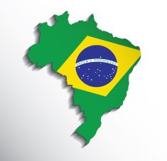 Map of Brazil with flag colors Vector illustration