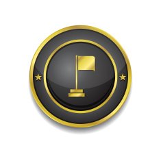 Flag Sign Gold Vector Icon Button