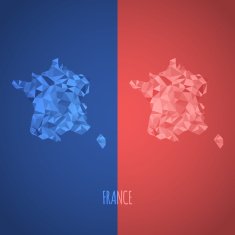 Low Poly France Map with National Colors