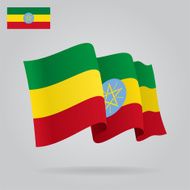 Background with waving Ethiopian Flag Vector N2
