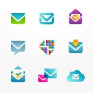 E-mail emblem icon set based on envelope symbol