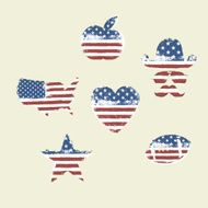 Patriotic Symbols Set Composed from American Flag N2