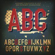 American themed alphabet With elements for Independence Day ve
