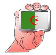 hand holding Algeria flag