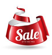 Red ribbon sale banner