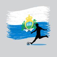 Soccer Player action with San Marino flag on backgrond