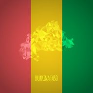 Low Poly Burkina Faso Map with National Colors