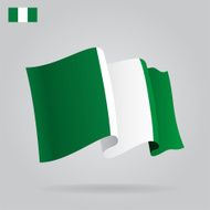 Flat and waving Nigerian Flag Vector