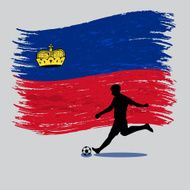Soccer Player action with Principality of Liechtenstein flag on background