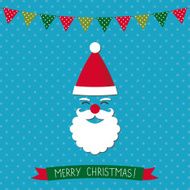 Christmas card with Santa and xmas decoration