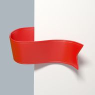 3d red ribbon tag bookmark isolated object