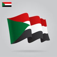 Flat and waving Sudan Flag Vector