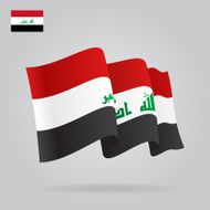 Flat and waving Iraqi Flag Vector