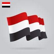 Flat and waving Yemen Flag Vector