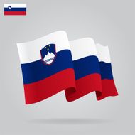 Flat and waving Slovenian Flag Vector