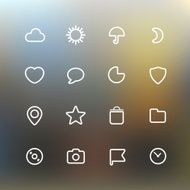 White web interface icons clip-art on color background