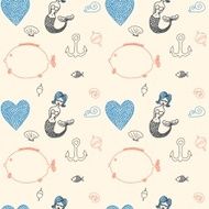 ornament seamless cute sea objects collection