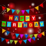 Multicolored flags with the inscription HAPPY BIRTHDAY