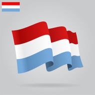 Flat and waving Luxembourg Flag Vector