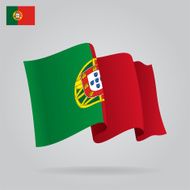 Flat and waving Portuguese Flag Vector